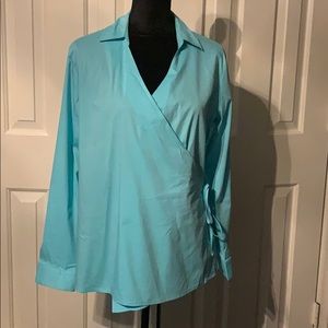 Light Teal Peck & Peck Wrap Top